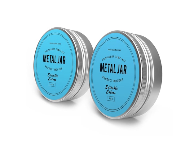 PSD metal tin jar 3d mockup