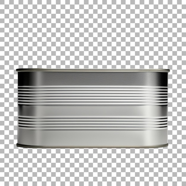 PSD metal tin packaging on transparent background