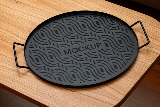 PSD metal tray logo mockup