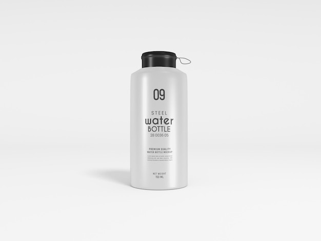 Mockup di marchio di bottiglia d'acqua in metallo