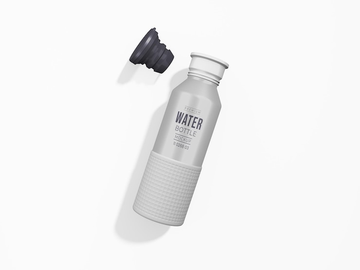 PSD metal water bottle branding mockup