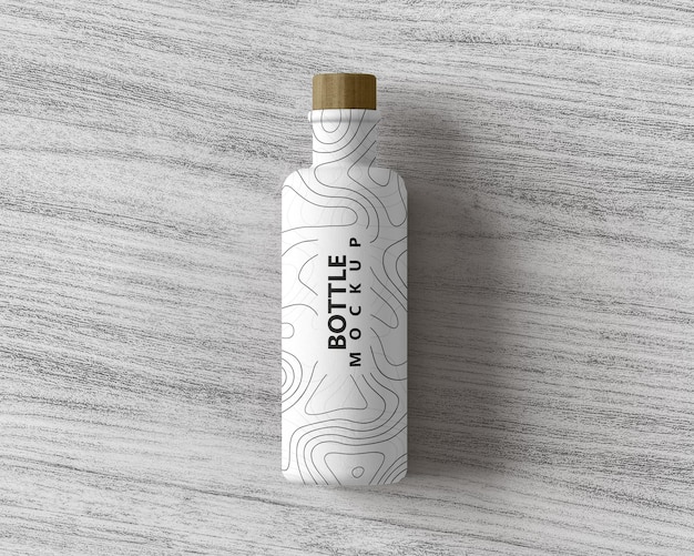 Modello di progettazione di mockup di bottiglia d'acqua in metallo con sfondo in legno psd mockup