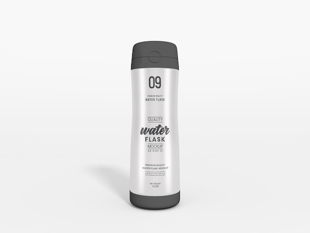 PSD metal water flask bottle branding mockup