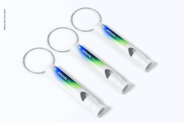 Metal whistles set mockup,