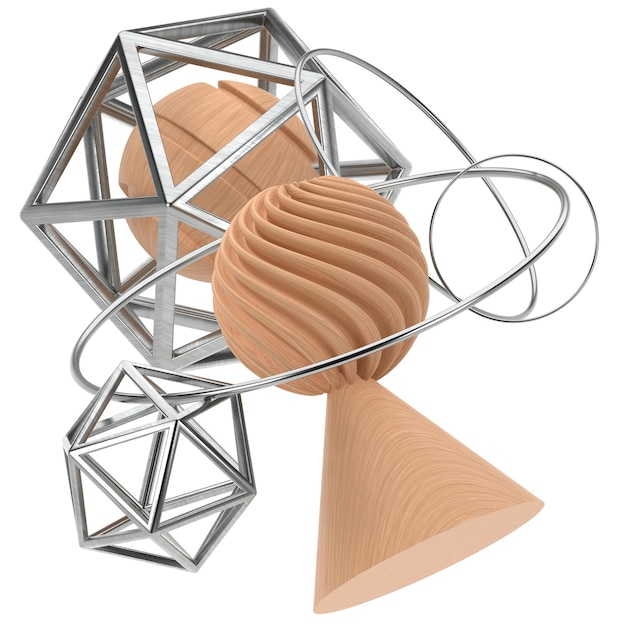 PSD elemento 3d di geometria astratta in legno