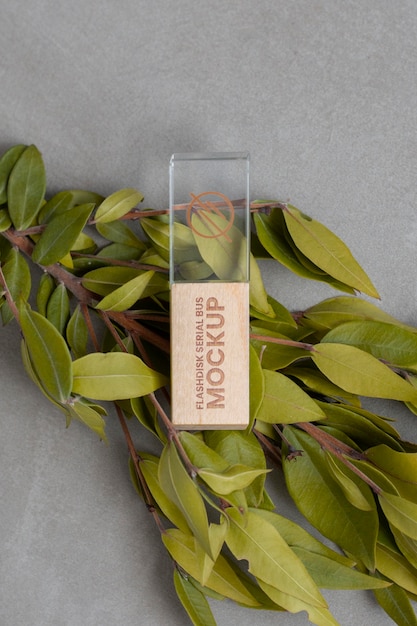 metal, wood and vegan leather accessories mockup
