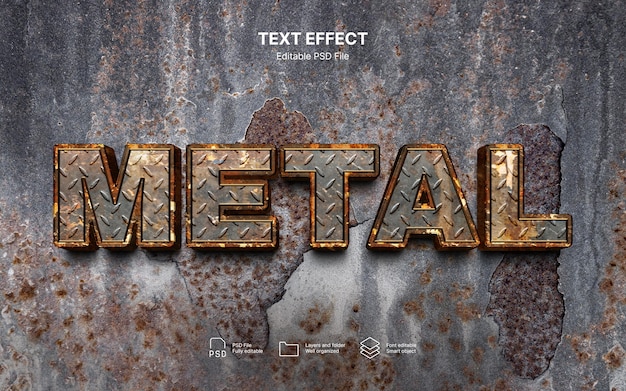 metal worn text effect