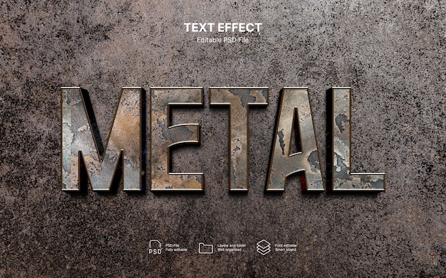 metal worn text effect