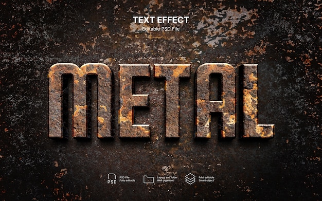 metal worn text effect