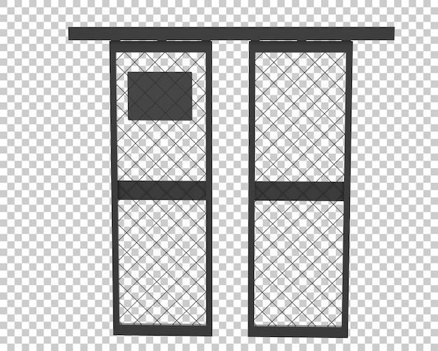 PSD metalen deur geïsoleerd op transparante achtergrond 3d-rendering illustratie
