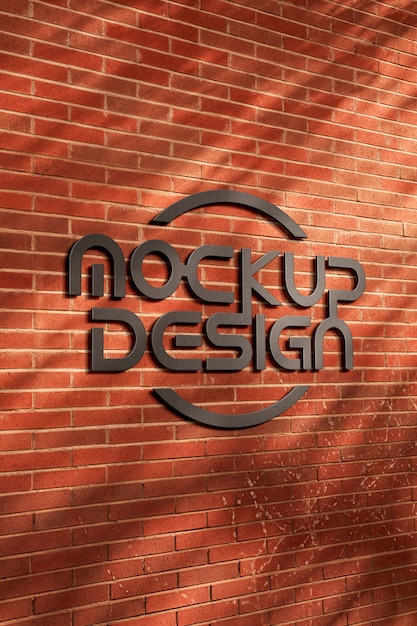 Metalen logo mock-up ontwerp op rode bakstenen buitenmuur