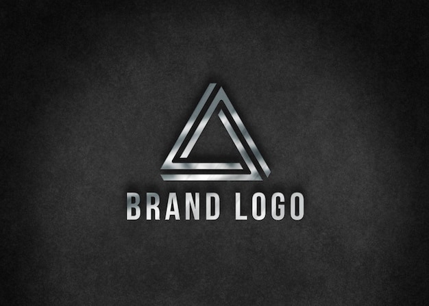 Metalen logo over mockup met zwart oppervlak