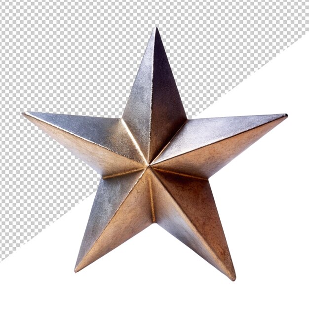 PSD metalen ster op een doorzichtige achtergrond