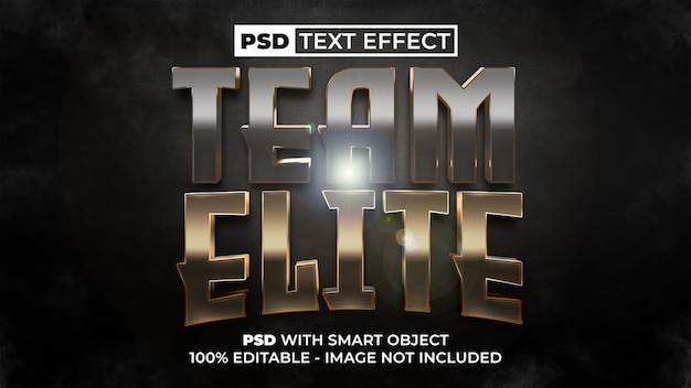 Metalen teksteffect team elite-stijl Bewerkbaar teksteffect