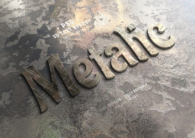 Metalic 3d bewerkbaar teksteffect of logo mockup