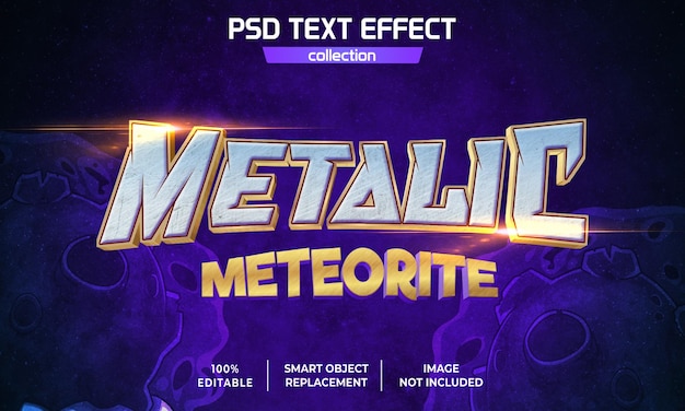 PSD metalic meteoriet goud zilver spel teksteffect