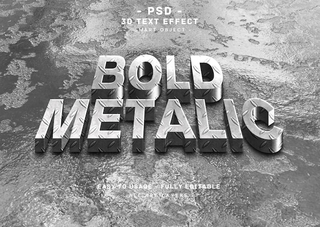 Metalic text effect 3d bold style