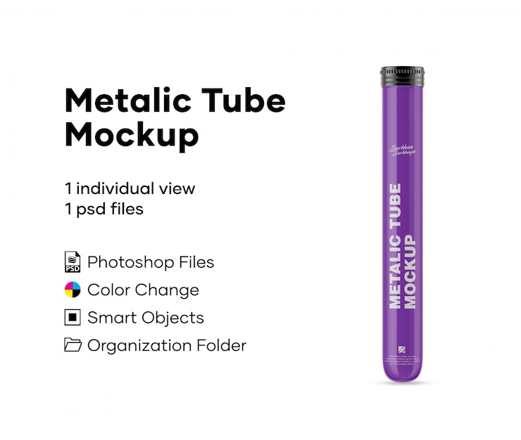 PSD metalic tube mockup