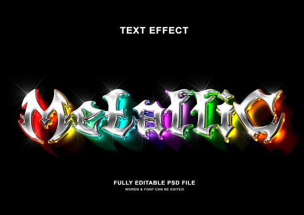 Metallic 3d colors text style effect