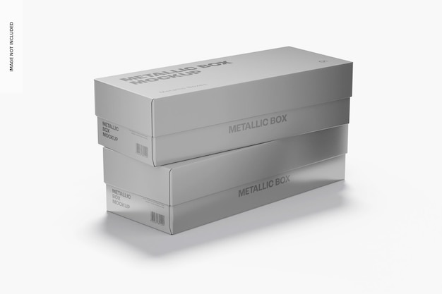 metallic boxes mockup, stacked