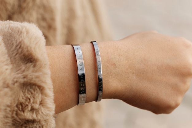 PSD metallic bracelet mock-up design for women