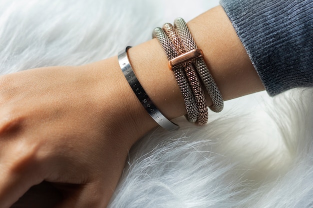 PSD metallic bracelet mock-up design for women