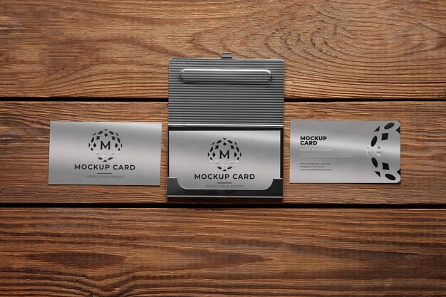 Metallic business card design mock-up