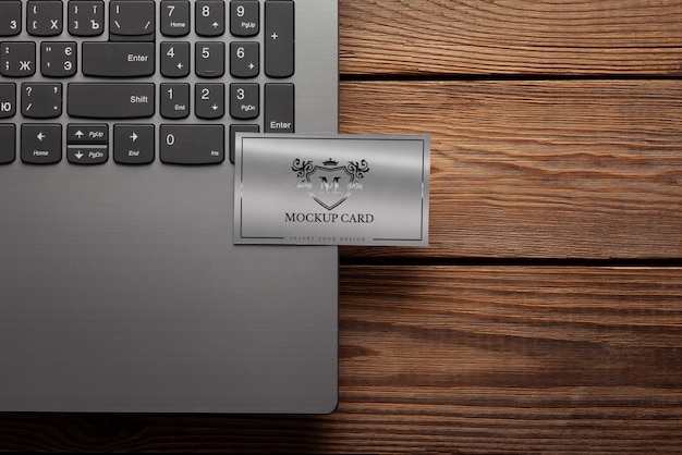 Metallic business card design mock-up