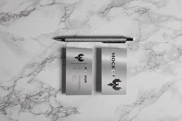 Metallic business card design mock-up