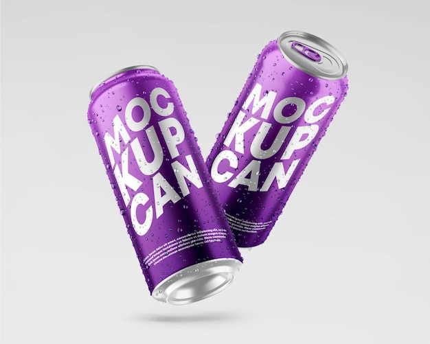 PSD metallic can mockup with drops