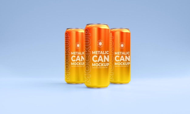 Metallic Cans Mockup Premium