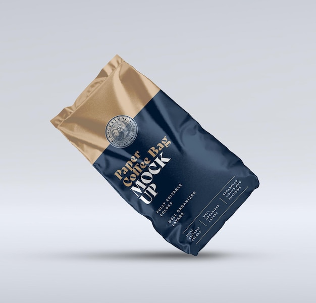 Mockup di borsa da caffè metallico