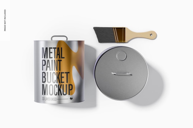 PSD mockup di secchi cilindrici metallici, vista dall'alto