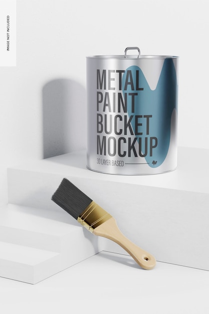 PSD metallic cylindrical buckets mockup