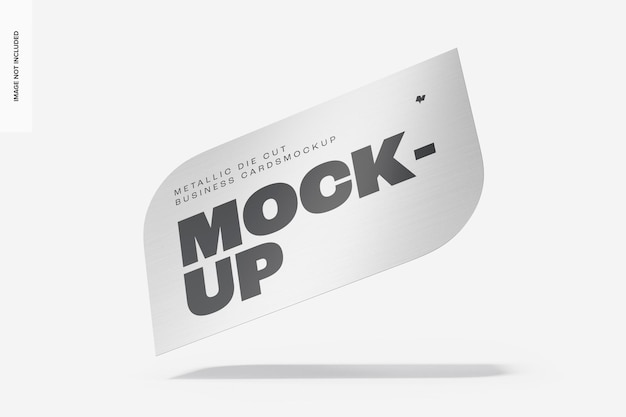 PSD metallic die cut business card mockup, falling