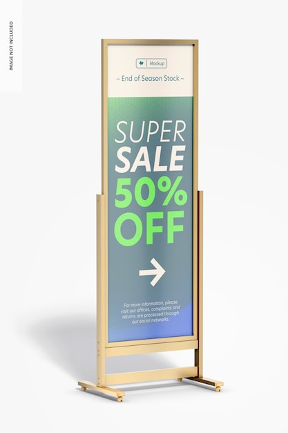 Metallic Display Stand Mockup, Left View