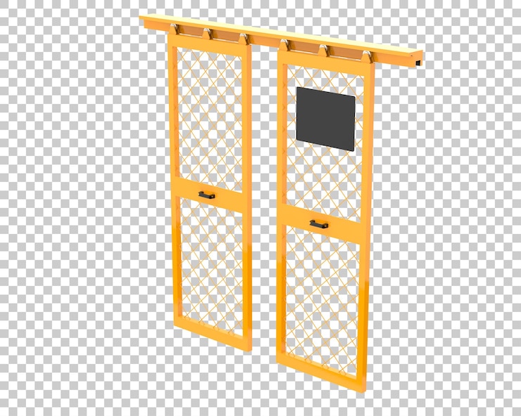 PSD metallic door isolated on transparent background 3d rendering illustration