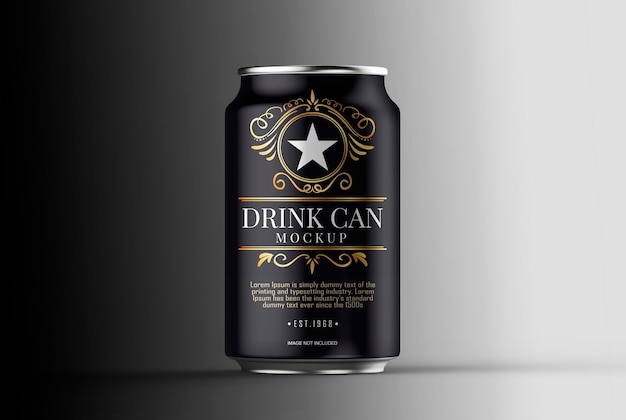 Metallic drink can mockup voor branding en reclamepresentaties