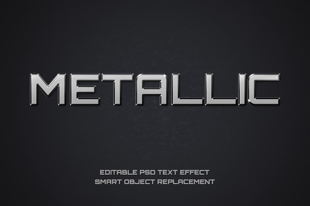 Metallic editable font. beveled chrome typography. metal style lettering.