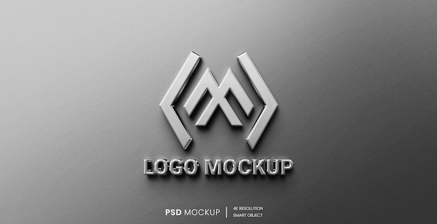 Premium PSD | Metallic embossed realstic 3d logo mockup template