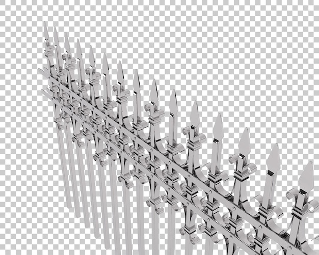 PSD metallic fence on transparent background 3d rendering illustration