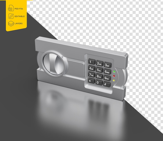 Metallic Finish Digital Safe with A Combination Lock And Circular Handle For Access 3D Illustration