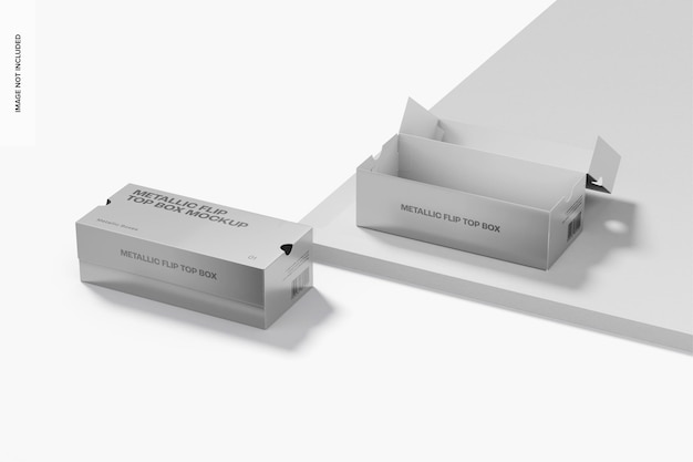 Metallic Flip Top Boxes Mockup, Right View
