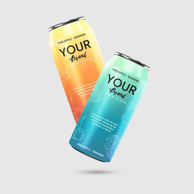 Metallic floating soda mockup