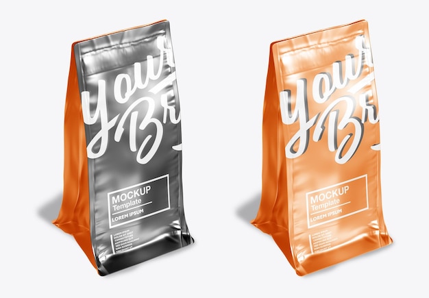 Mockup di borsa per alimenti in metallo