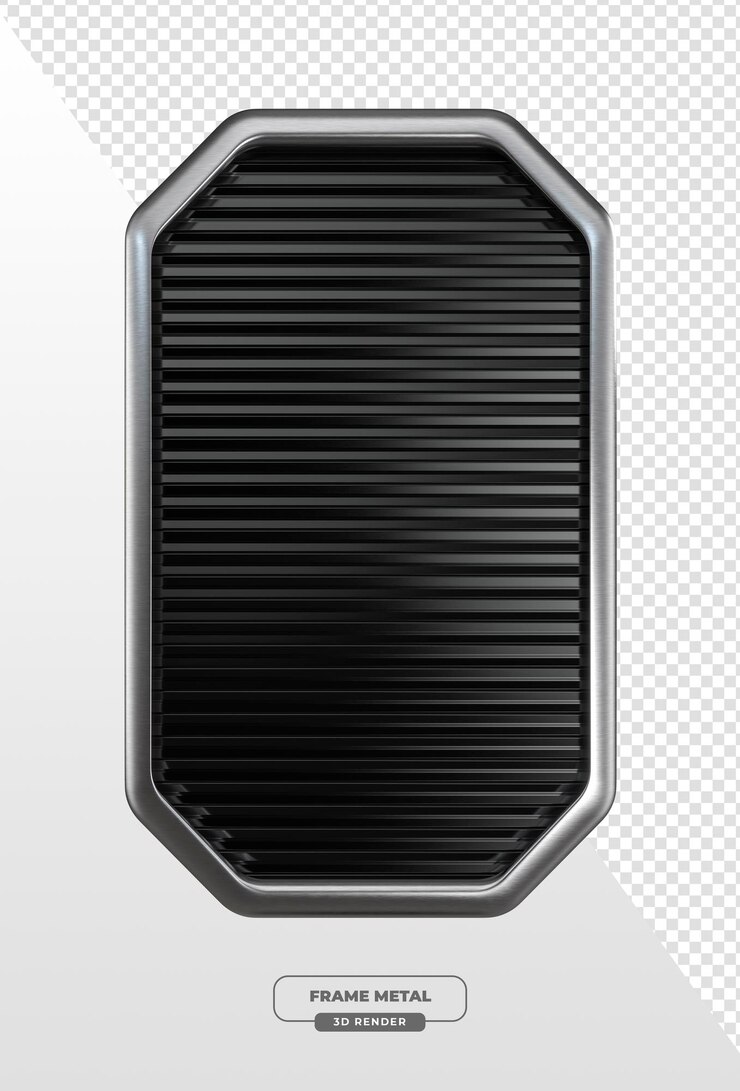 PSD metallic frame met grill texture in 3d-rendering met transparante achtergrond