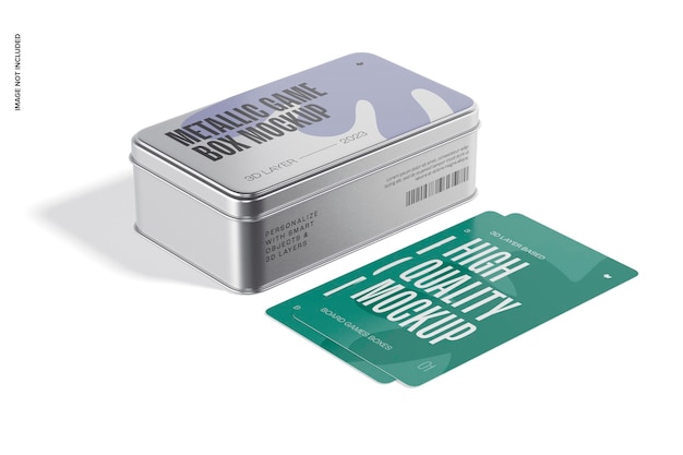 Metallic Game Box Mockup, Perspective