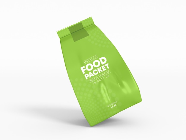 Metallic glossy foil food packet mockup