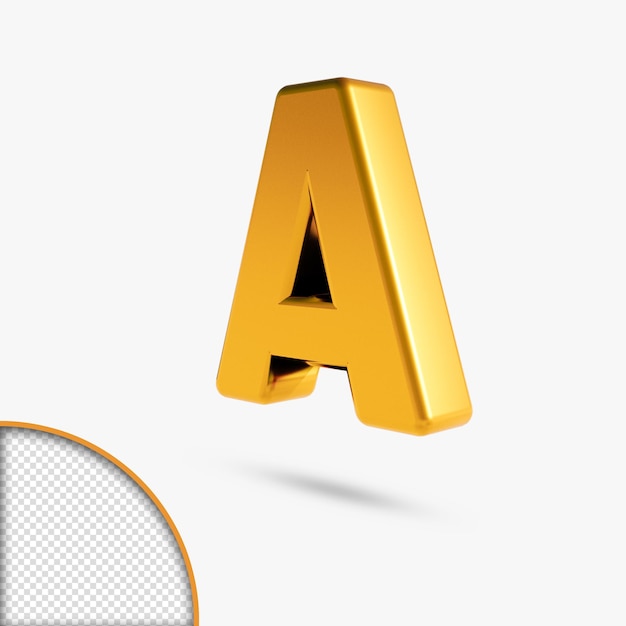 Metallic gold alphabet 3d rendering