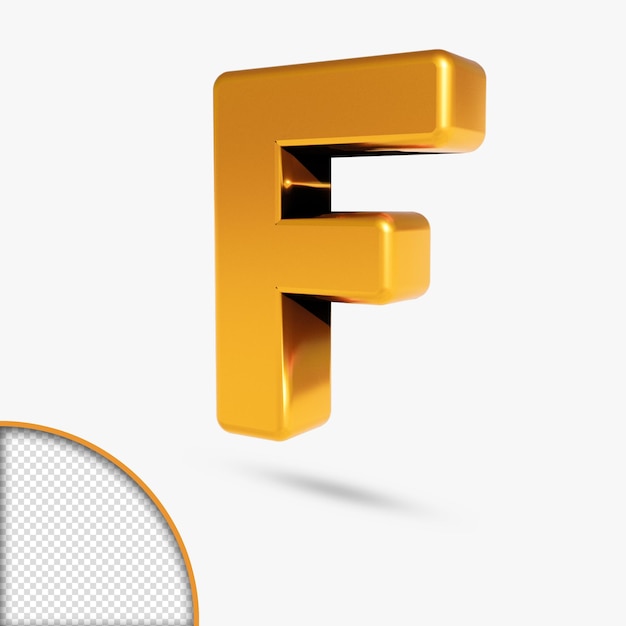 PSD metallic gold alphabet 3d rendering